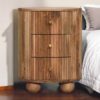 Soba - Ball 3 Drawer Bedside Table - Light Brown - Image 10