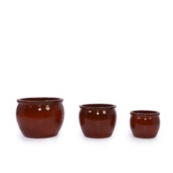 3 Pieces Ceramic Flowerpot, Planter For Patio, Garden Or Windowsills - Orange
