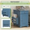 Vintage End Table Flip Top Side Table With USB Ports, 1 Multifunctional Drawer With Cup Holders, Sofa Couch Table With Bookshelf For Living Room And Small Space - Navy Blue - Image 6
