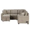 L-Shape Sofa Bed Pull-Out Sleeper Sofa With Wheels, USB Ports, Power Sockets For Living Room - Khaki - Image 23