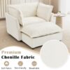 Modern Armchair Sofa Cozy Upholstered Sofa Chair With Movable Ottoman, Wide Seat, Curved Armrests And Soft Pillows Chenille - Beige - Image 6
