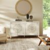 Mahal - Hand Painted Mandala Lacquered Sideboard - Ivory Off-White - Image 7