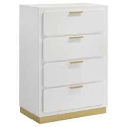 4 Drawer Bedroom Chest With - Gold / White