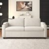Corduroy Sleeper Sofa Loveseat Sofa With Full Size Mattress, 2 USB Ports, 2 Cup Holders, 2 Side Pockets And A Phone Holder For Living Room - Beige - Image 9