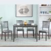 5 Pieces Modern Dining Set, Rectangular Wooden Dining Table With 4 Upholstered Chairs For Kitchen, Dining Room - Gray - Image 4