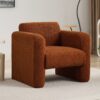 Modern Accent Chair Upholstered Comfy Reading Arm Chair Lambskin Sherpa Fabric - Burnt Orange - Image 8