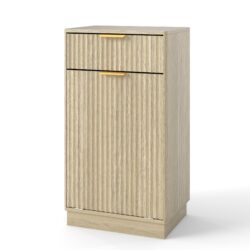 10 Gallon Tilt Out Trash Can Cabinet With Wave Textured Drawer - Oak