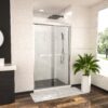 Modern Semi Frameless Bypass Sliding Shower Enclosure, Tempered Glass - Chrome - Image 2