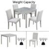 5 Piece Wooden Dining Table Set, Kitchen Table Set With A Square Table And 4 Upholstered Chairs, Wooden Dining Room Table With Crystal Decoration And Chairs Set For Kitchen, Dining Room - Silver Gray - Image 4