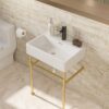 24" Ceramic Console Bathroom Sink With Overflow Basin & Toned Legs - White - Image 2