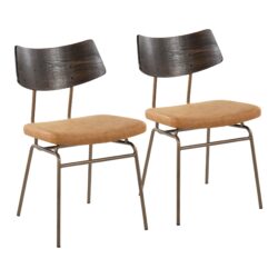Walker - Mid-Century Modern Chair (Set of 2) - Antique Copper / Mustard Yellow / Walnut