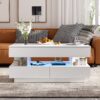 Lift Top Coffee Table With 2 Drawers, Multi Functional Lift Top Coffee Table With High Gloss Finish For Living Room - White - Image 5