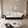 Queen Pull Out Sofa Bed, 3 In 1 Convertible Sleeper Tufted Sofa With 2 Soft Pillows - Beige - Image 6