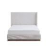 Hosford - Upholstered Wingback Bed Queen With Base Platform, High Headboard - Cream White / Light Gray / Camel Oak - Image 13