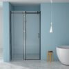 Modern Single Slide Shower Door 8Mm Tempered Glass Stainless Steel Frame - Matte Black - Image 3