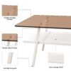 Rectangle Coffee Table, Tempered Glass Tabletop With White Metal Legs, Modern Table For Living Room - Brown / White - Image 9