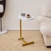 C-Shaped Side Tables (Set of 2), C Shaped End Table, Side Table For Couch And Bed, Small Side Table For Small Spaces - White / Gold - Image 5