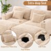 Upholstered Oversized Double Chaise Lounge Sofa With USB Ports And Cup Holders - Champagne - Image 7