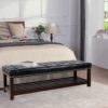 Wooden Base Upholstered Bench For Bedroom For Entryway - Black - Image 5