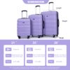 Expandable 3 Piece Luggage Sets Pc Lightweight & Durable Suitcase With Two Hooks, Spinner Wheels, Tsa Lock, (21/25/29) - Purple - Image 3