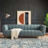 Lamattina - Genuine Italian Leather Channel Tufted Sofa - Dusty Blue / Pewter - Image 7