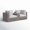 Handcrafted Outdoor Loveseat With Seating And Cushions - Gray Mix - Image 4