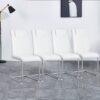 Modern Dining Chairs With Padded Seat Metal Legs (Set of 8) - White - Image 5