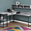 Computer Desk, Home Office Corner, Storage Drawers, L Shape, Laptop, Contemporary & Modern - Gray - Image 3