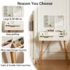 Makeup Vanity Desk With Removable Mirror And Lights, 3 Color Modes & Adjustable Brightness Dressing Table, Small Vanity Table Set With 2 Drawers For Bedroom - White - Image 2