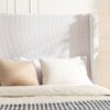 Hayden - King Size Upholstered Wingback Bed With And Tall 54" Headboard - Ivory - Image 6