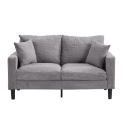 High Resilience Loveseat Sofa With Wooden Frame, Upholstered - Light Gray