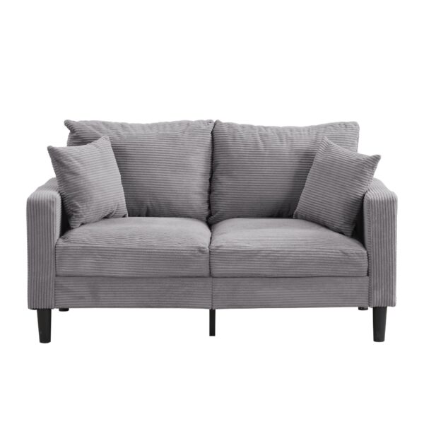 High Resilience Loveseat Sofa With Wooden Frame, Upholstered - Light Gray