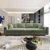 4 Seat Sofa, Deep Seat Couches With Soft Pillows And 3 Ottomans, Convertible Sofa Lounge Chair, For Living Room - Green - Image 13