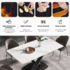 70.87" Modern Artificial Stone White Straight Edge Black Metal Leg Dining Table, Can Accommodate 6-8 People - White - Image 9