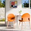 4 Piece Set Of Single Chairs With A Design Combining Modern And Traditional Elements, Durable And Comfortable - Tropical Orange - Image 2