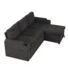 Convertible L Shaped Sofa Couch With Storage, Cup Holders, USB Ports - Black - Image 16