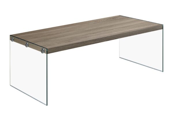 Coffee Table Rectangular For Living Room Clear Tempered Glass - Taupe