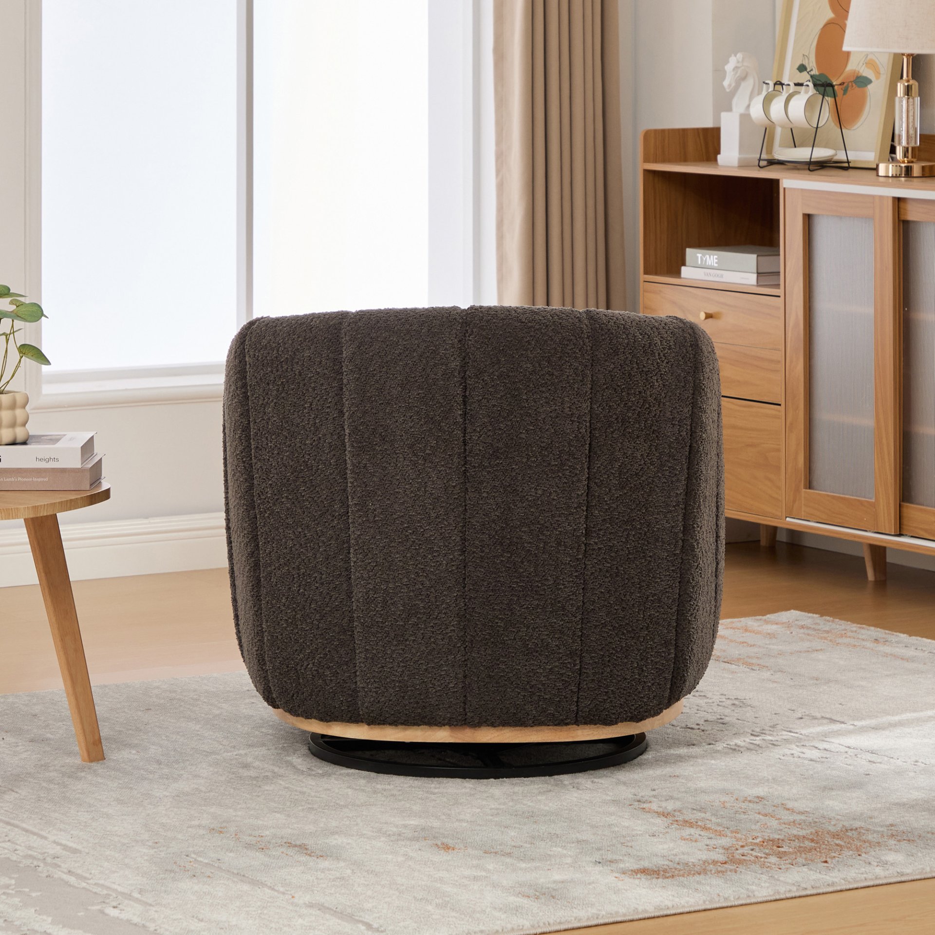 360° Swivel Pumpkin Shape Club Armchair - Charcoal - Image 8