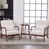 Accent Chair With Pillow Upholstered Arm Chair - Beige - Image 12