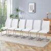 Modern (Set of 6) Dining Chairs With High Backrest And Sturdy Legs For Restaurants And Kitchens - White - Image 2