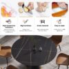 59.05" Modern Artificial Stone Round Black Carbon Steel Base Dining Table, Can Accommodate 6 People - Black - Image 6
