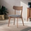 Mid Century Walnut Frame Upholstered Dining Chairs (Set of 2) - Dark Gray - Image 6