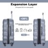 Expandable 3 Piece Luggage Sets Pc Lightweight & Durable Suitcase With Two Hooks, Spinner Wheels, Tsa Lock, (21/25/29) - Gray - Image 6