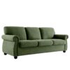 Soft Sofa, Upholstered 3 Seater Couch, Loose Back Cushions And Turned Legs - Green - Image 3