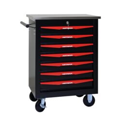 7 Drawer Multifunctional Tool Cart With Wheels, Metal Rolling Tool Cart Storage For Garage Workshop Warehouse Repair Shop With Stainless Steel Roof - Black / Red
