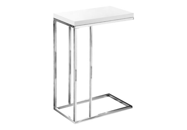 C-Shaped Accent Table Glossy For Living Room - White