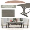 Farmhouse Dining Table Set 6 Piece Wood Table, Upholstered Chairs & Bench - Gray - Image 7