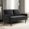 Loveseat Sofa, European Style With Sleek Design, Modern & Vintage Flair, Upholstered 2 Seater Couch - Black - Image 7