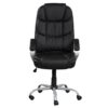 Upholstered Office Chair, Adjustable Height Swivel Chair - Black - Image 5
