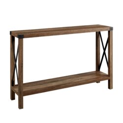 Modern Farmhouse X Entry Table With Lower Shelf - Rustic Oak